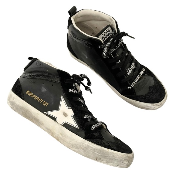 Golden Goose Shoes - Authentic Golden Goose MIDSTAR Mid Top Sneakers Black White Leather Size 36